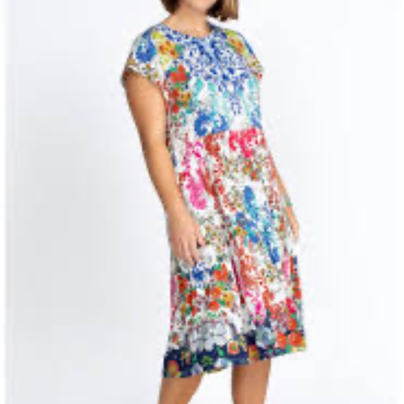 Johnny Was Shellinay Knit Floral Tiered Midi Dress XS - Picture 2 of 8